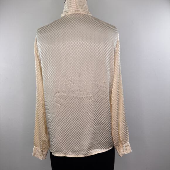 Vintage Diane Von Furstenberg Cream Ivory Tone Blouse Casual Button-Down Size 10 - Picture 7 of 8